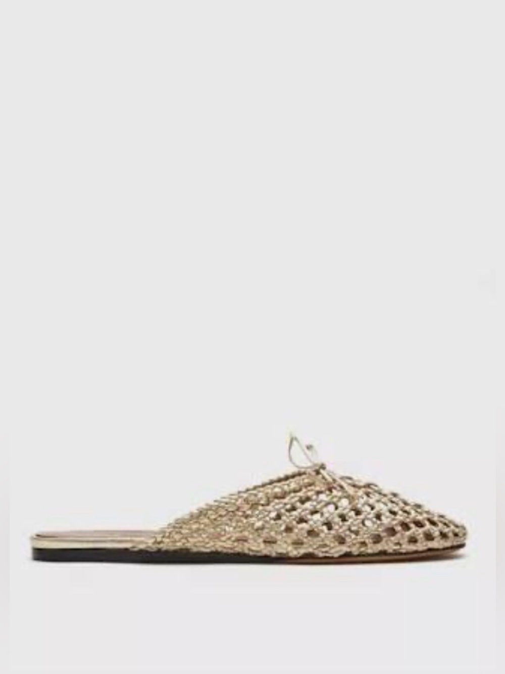 Le Monde Beryl‎ Regency Woven Leather Mules Champagne Metallic Gold Color Sz 38